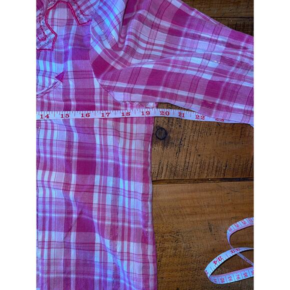 Womens Back in the Saddle Pink White Long Sleeve Button Down Shirt Size M‎ - Picture 9 of 10